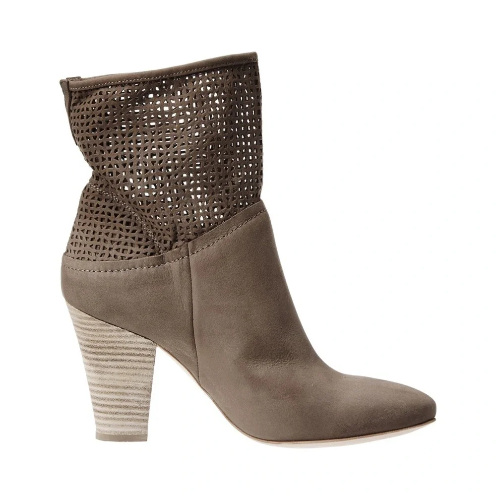 Cordani Philly perforated slouch almond front dark tan boots booties Sz 38‎ EU